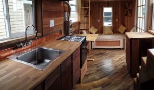 inside of the "Steampunk" tiny house