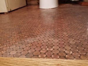 close up of the penny bathroom floor