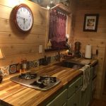 Kitchen with butcher block and cedar wall