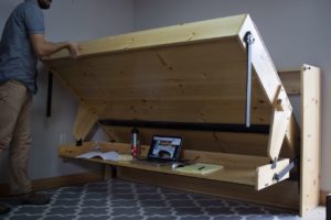 hidden bed of Oregon, desk stays even when bed pulled down